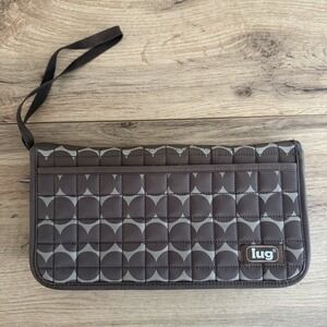 Lug Wristlet Brown Polka dots Travel Pockets Storage Purse Handbag